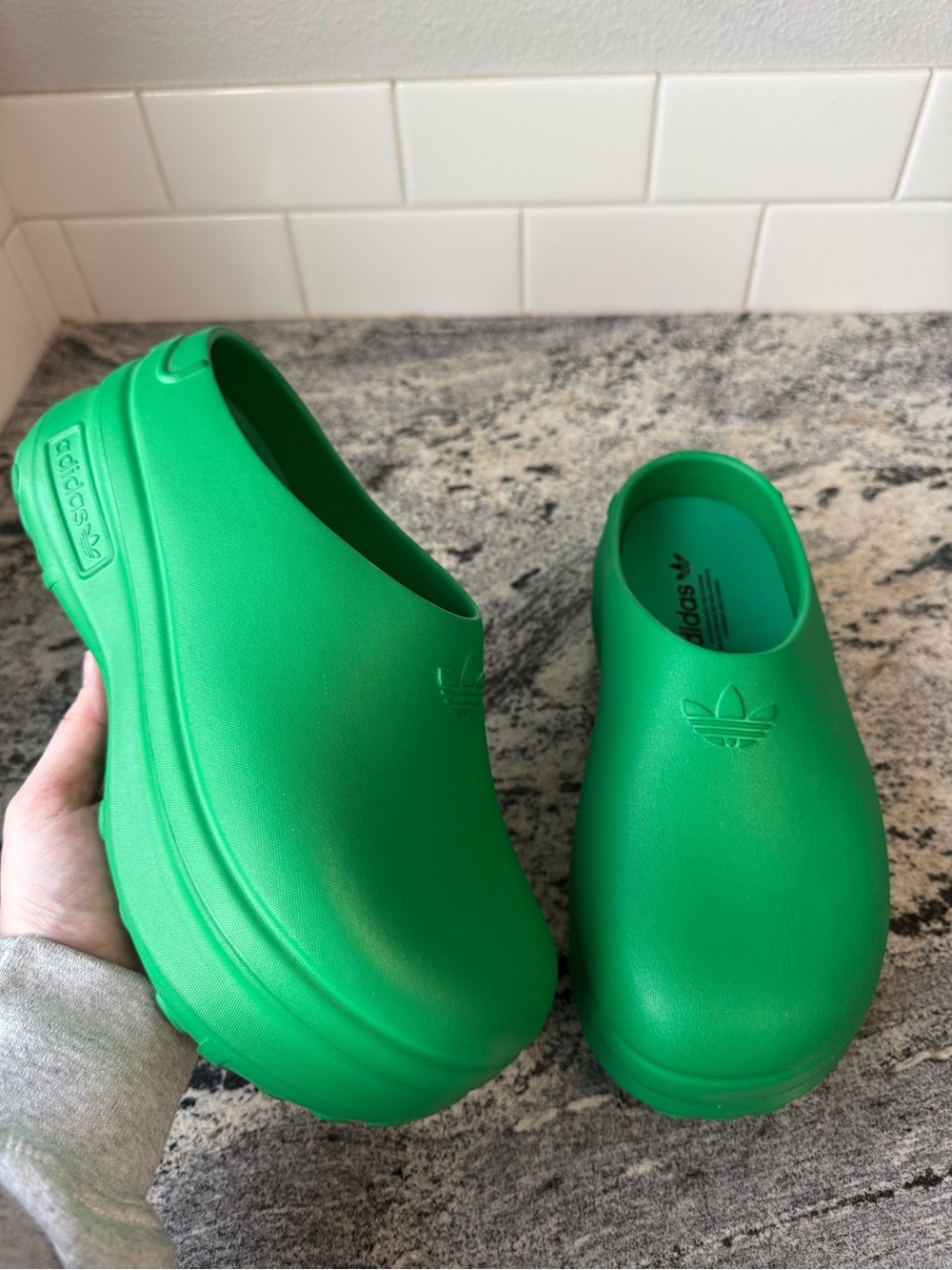 Adidas Adifom Stan Smith Mules in the Solar Green. EUC. Size 8.